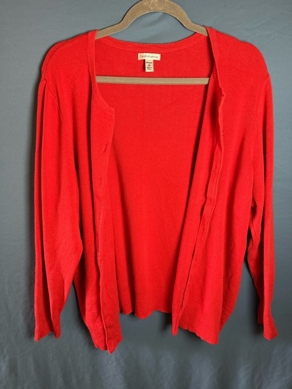 Croft & Borrow Bright Red Open-Front Women's Cardigan